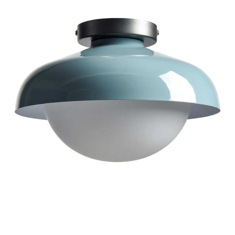 Modern Barn Ceiling Light Fixture Opal Glass Shade, Sea Blue