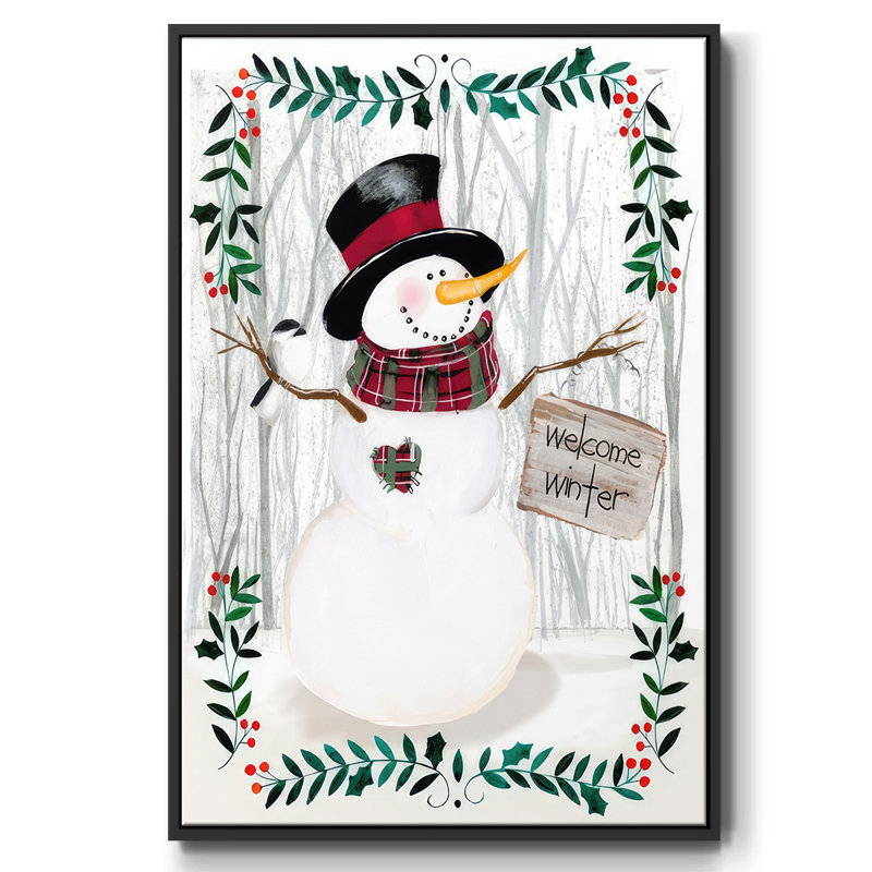 Folk Snowman Forest I, Cadre flottant noir, H 25 po x l 17 po x P 1,5 po