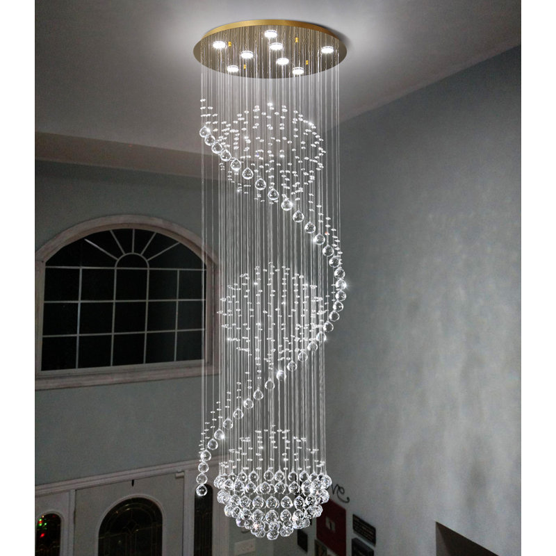 Lustre en cristal Glam Led, H 78 po x l 24 po x P 24 po, Doré, 8 lumières