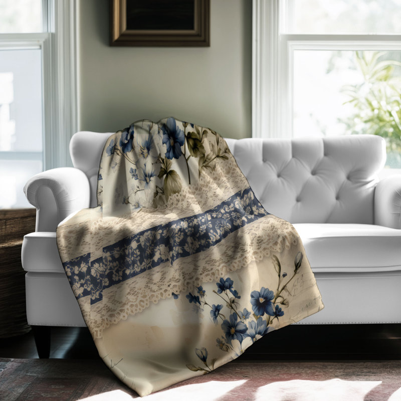 Lace Melody - Jeté en sherpa de qualité supérieure 1 pièce, 50 po x 60 po