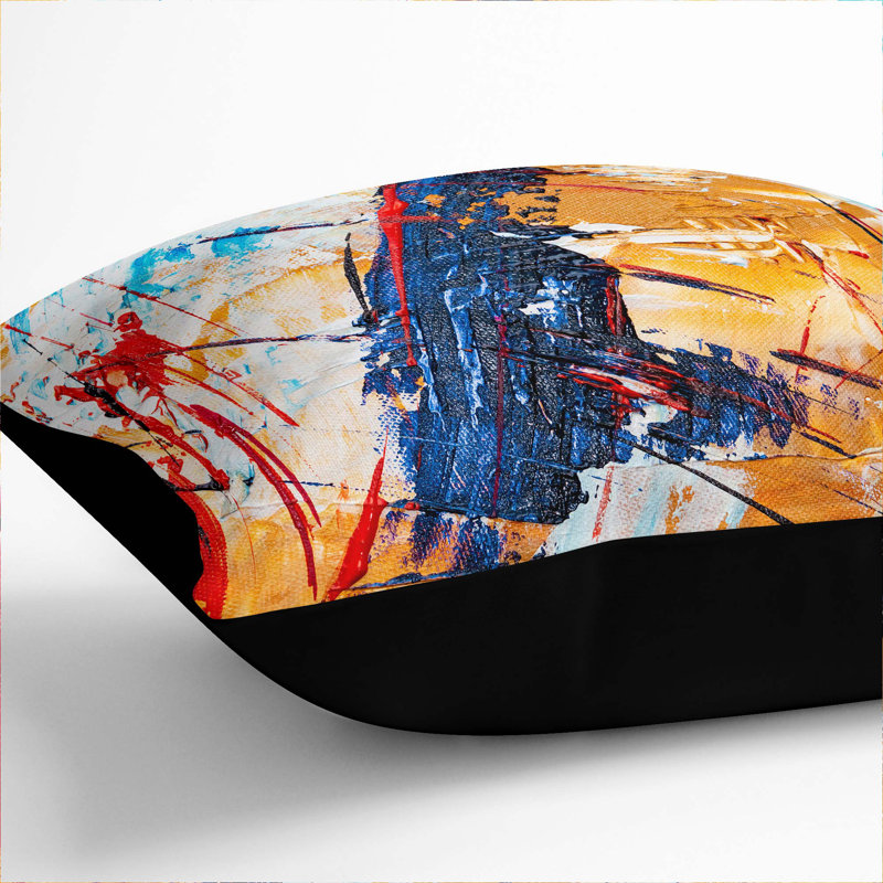 Abstract Square Throw Cushion, 40 x 40 cm, Black