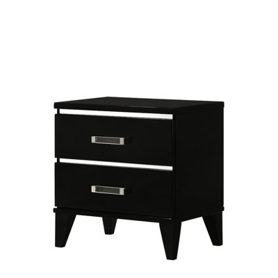Table de chevet noire avec construction stable - Supporte la configuration de la chambre à coucher moderne avec deux grands tiroirs pour une utilisation