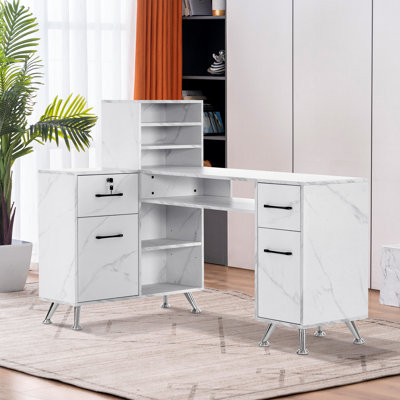 Meuble-lavabo de coin en K avec table de manucure et tiroir Kowlessar