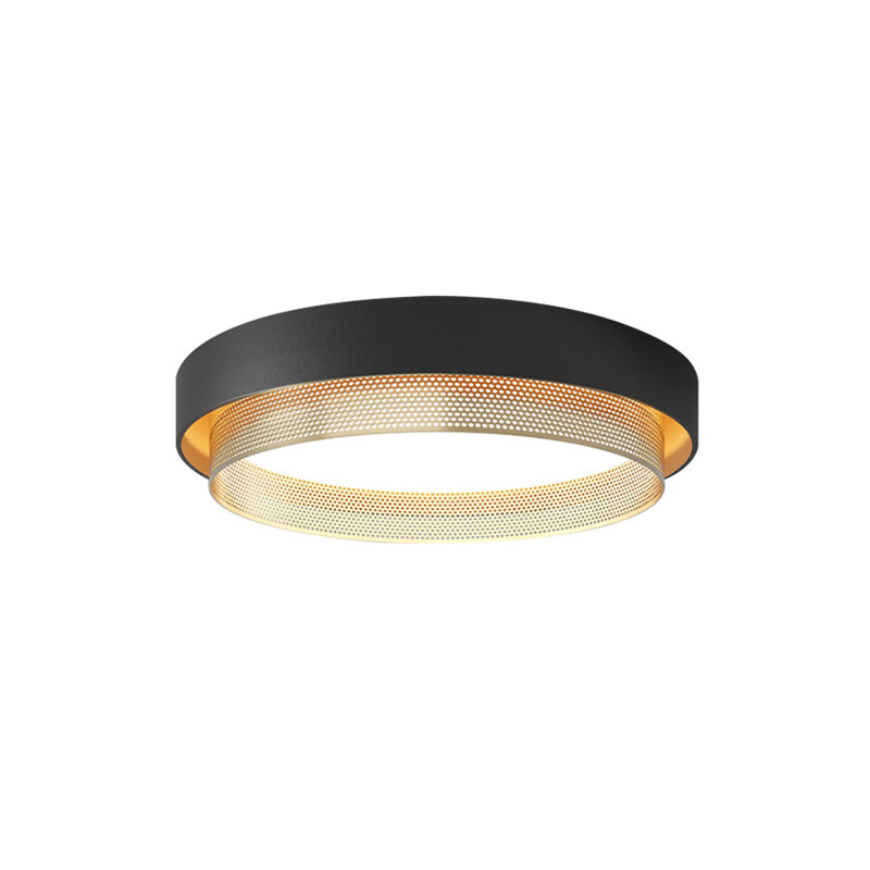Plafonnier encastré rond à niveaux Pesach, Noir et or, 6 000 K