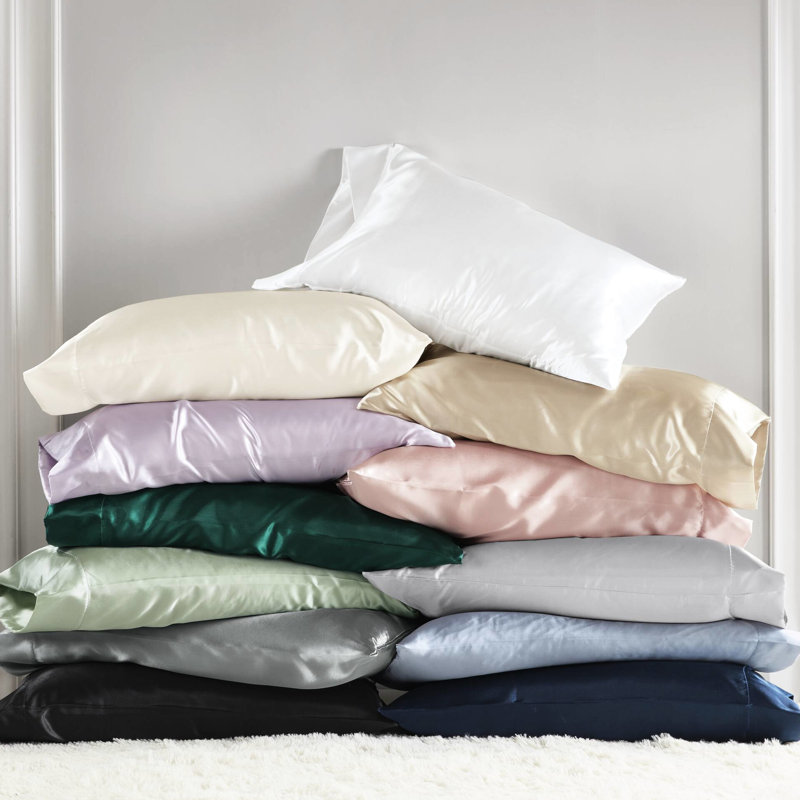 Luxury Twin Satin Sheets - Wrinkle- Indulgence. Fits 16" Mattresses. Contains 1 Flat Sheet, Fitted And 4 Pillowcases. Silky Smooth Luxury. . Blue Ambiance. Includes Atmosphere.