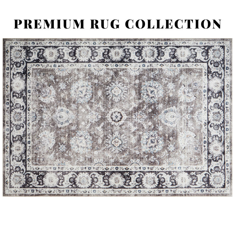 Aspire Homeware Distressed Floral Area Rug, Rectangle 40 x 60 cm
