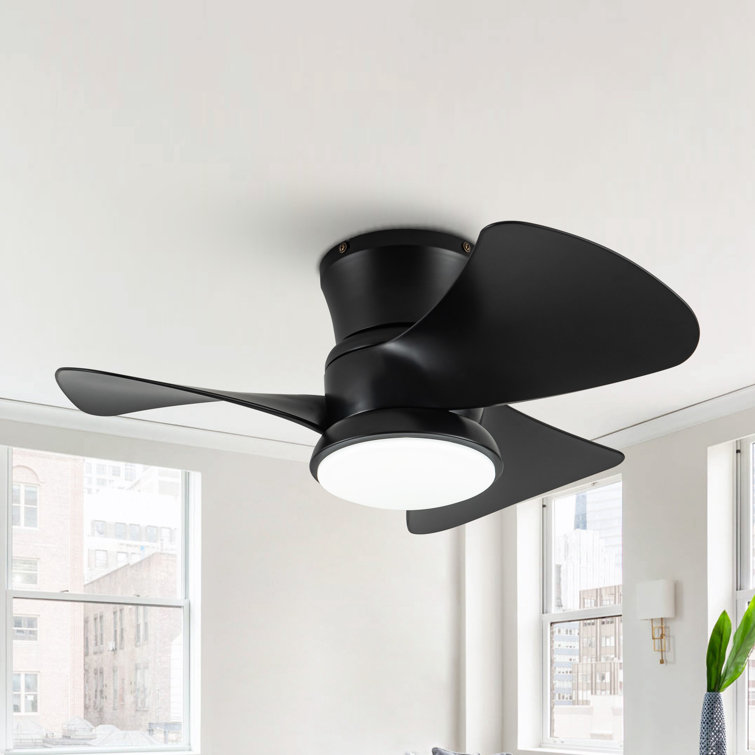Modern 3-Blade Flush Mount Ceiling Fan with Light and Remote Control
