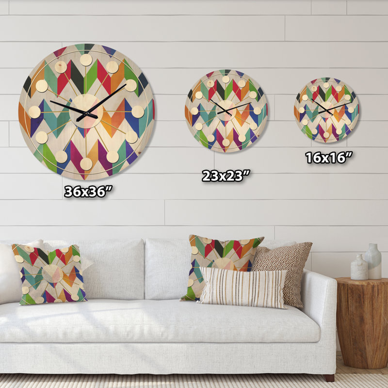 Horloge murale géométrique Retro Design III, Moyen