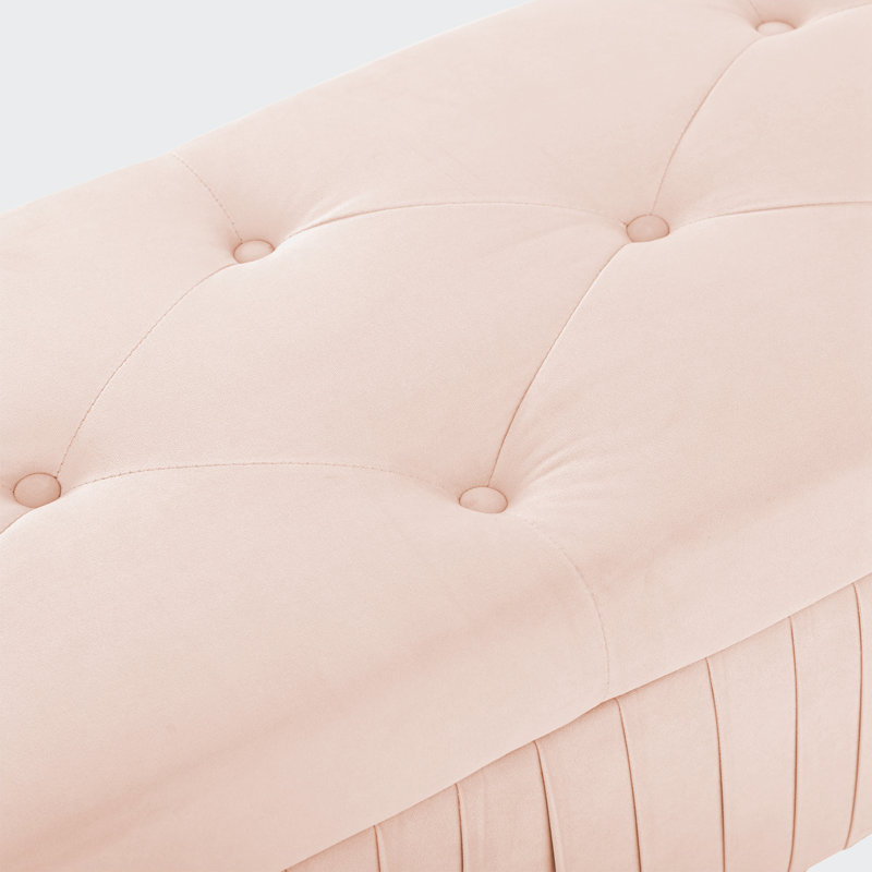 Mirsab Polyester Upholstered Storage Bench, Pink