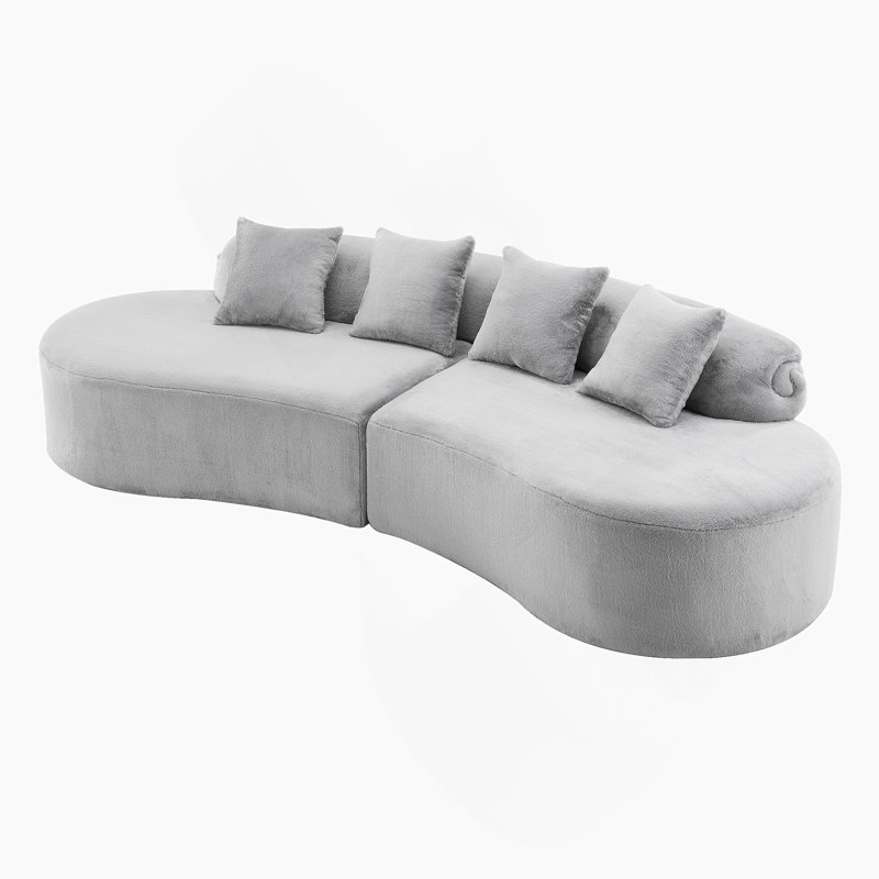 Canapé incurvé innovant et confortable en flanelle multicolore avec coussins, pour la détente et les rassemblements dans le salon