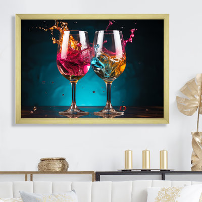 «Whimsical Cheers - Wine», art mural champagne