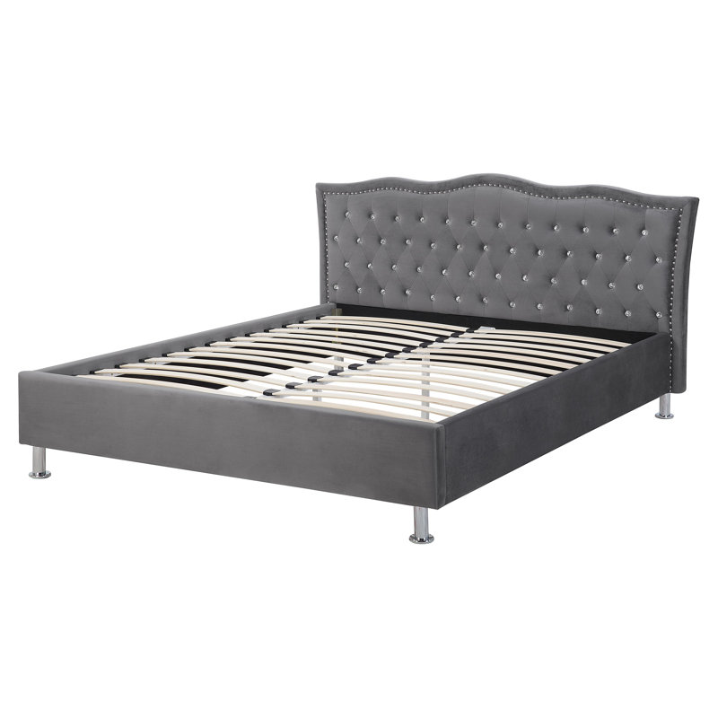 Oasis Upholstered Bed, European Kingsize (160 x 200 cm), Dark Grey