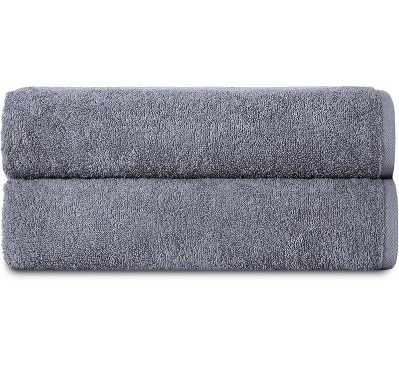 Ensemble de 2 serviettes de bain 100% coton de qualité supérieure pour enfants et bébés 30 po x 56 po, Gris