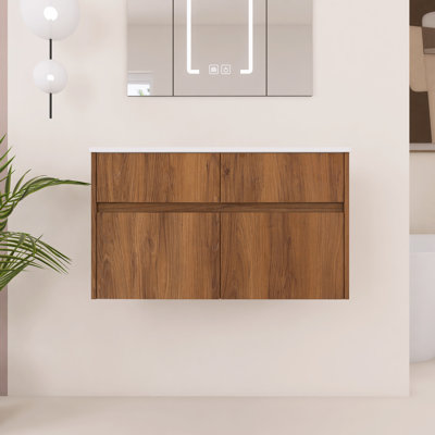 32 Inch Wall-Mounted Bathroom Vanity Base, 2-Soft Close Doors and 1-Drawer