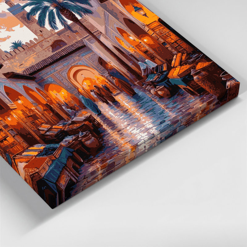 Cities Marrakech Morocco Brown Canvas Wall Art, 11" H x 14" W