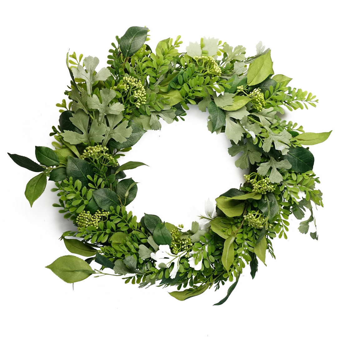 Leaf Fern Artificial Wreath 50cm - Image 4