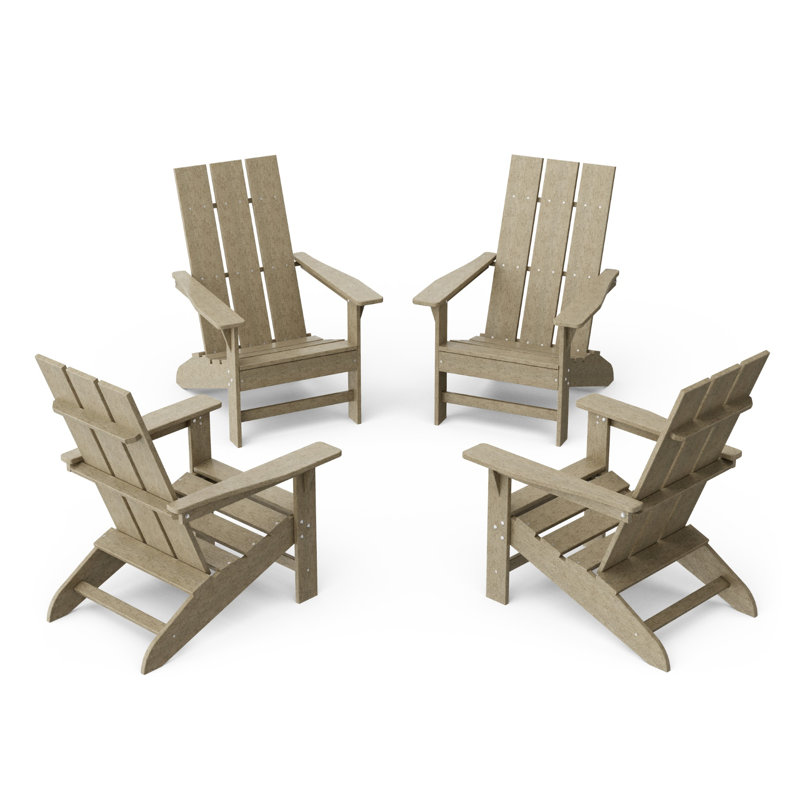 Freedom 4-Piece Modern Adirondack Conversation Set, Weathered Wood