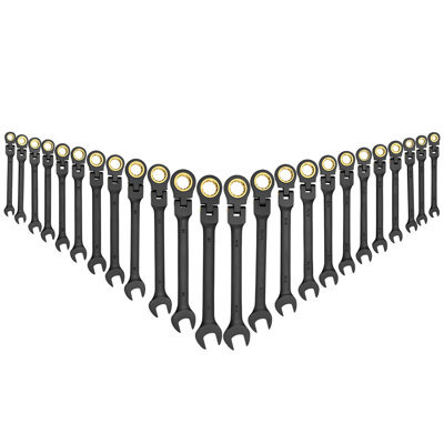 Flex-Head Ratcheting Wrench Set, 24-Piece SAE and Metric, 72 Teeth, Cr-V Steel Ratchet Flexible Combination Wrench Set with Storage Case, for General Household and Automotive Repairs