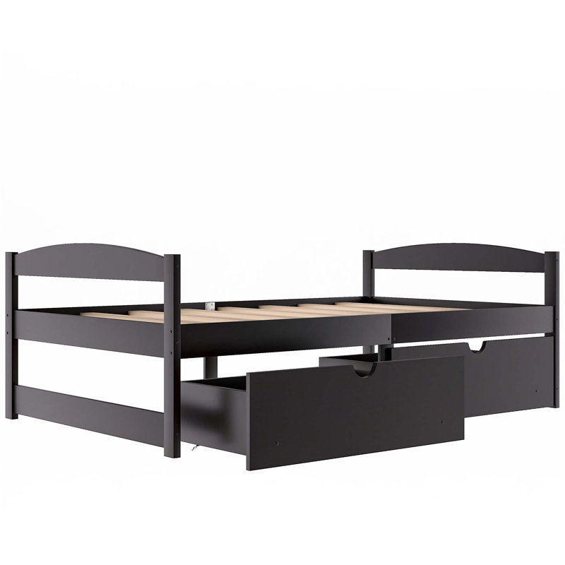 Lit plateforme simple avec deux tiroirs, Espresso