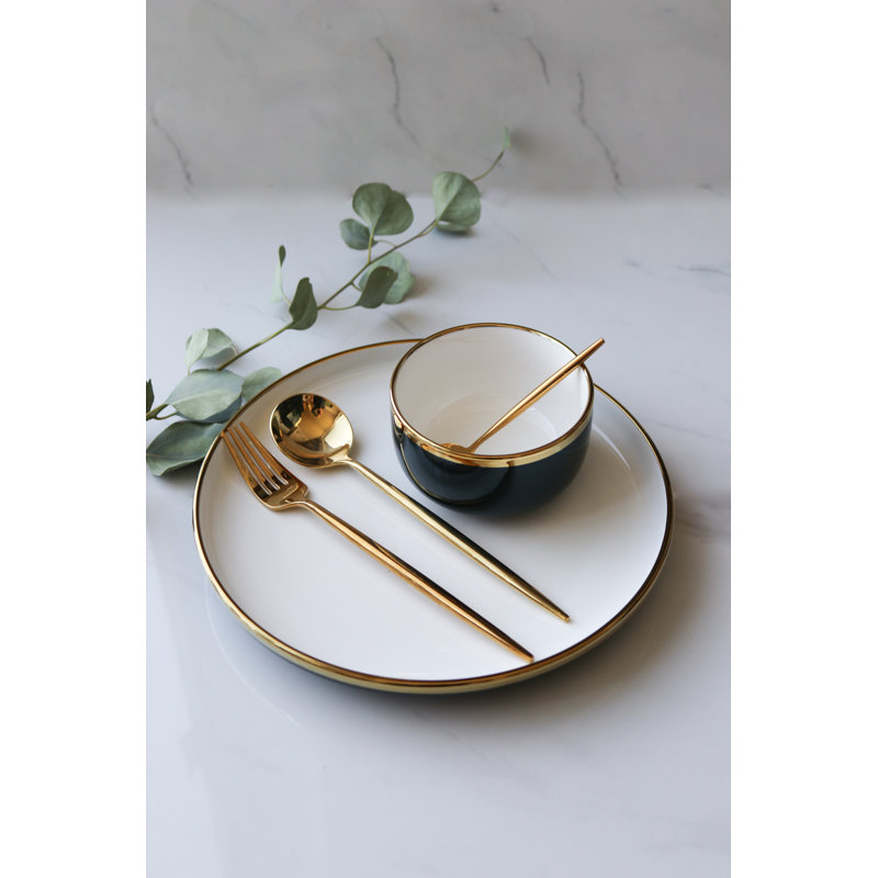 "The Luxury Collection" bleu et blanc avec garniture dorée - petit bol 4,5 "
