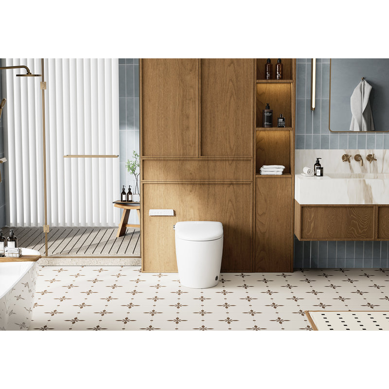 Madrid Smart Toilet Bidet in White with LED Display,Remote, Blackout Flush, Off-Seat Auto Flush, Heated Seat and Warm Air Dryer