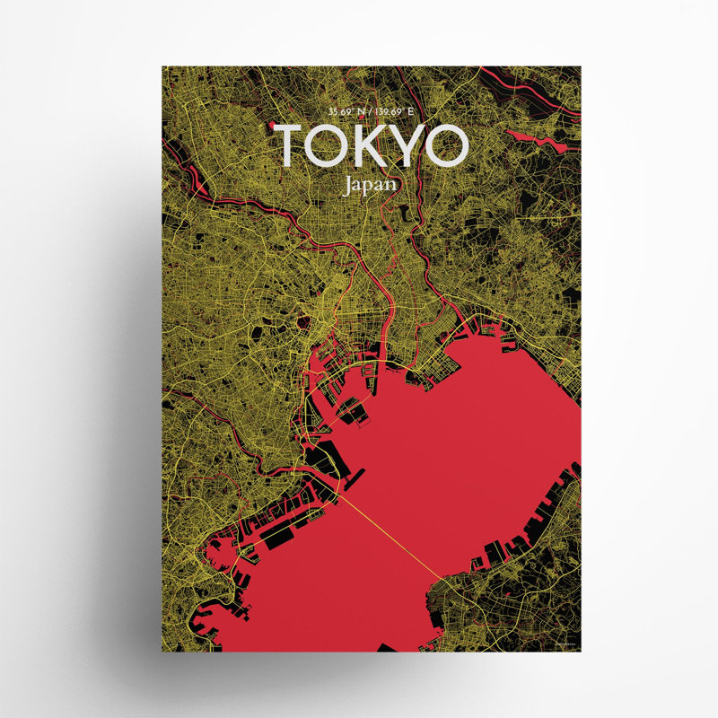 Tokyo City Map in Contrast 1 Piece Wall Art, 27.6cm H x 19.7cm W x 0.05cm D