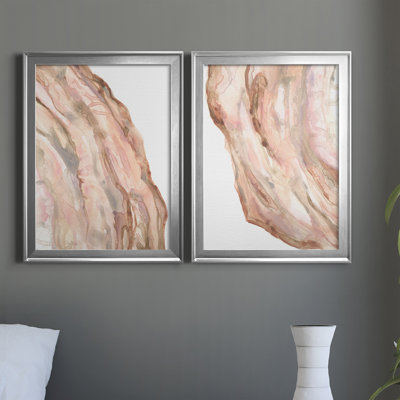 Rose Quartz I - ensemble de 2 peintures sur toile encadrées
