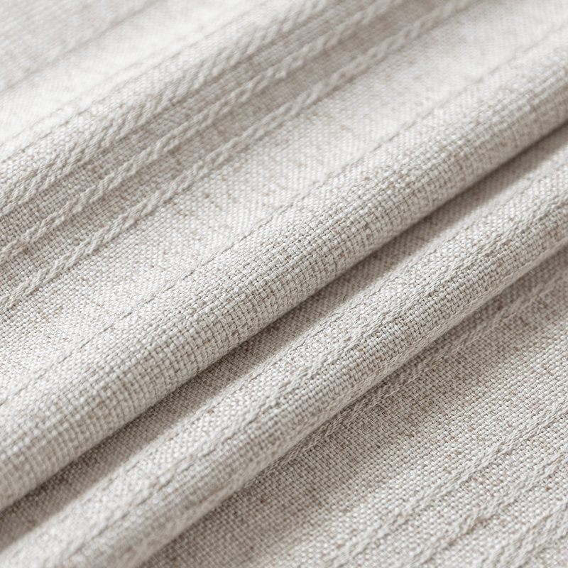 Farmhouse Stripe Linen Blend Grommet Light Filtering Curtain Pair, 52" W x 84" L, Linen