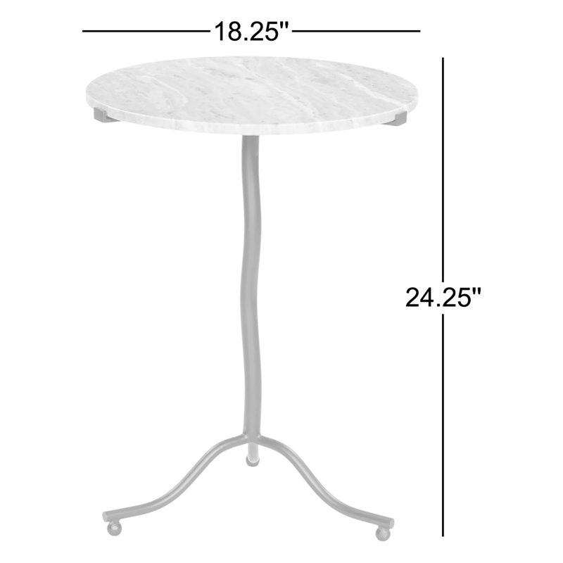 SOPHIE Marble End Table, Black Marble Top/Iron Matte Black Base