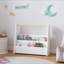Bibliothèque pour enfants avec poignée en bois, bibliothèque pour tout-petits à 2 niveaux faisant face à l'avant, organisateur de rangement pour livres portable pour chambre à coucher, salle de jeux, chambre de bébé ou salle de classe