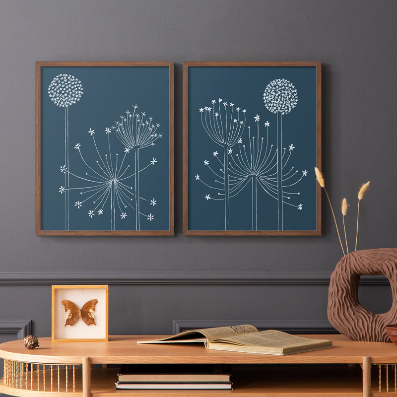 Impression graphique Alliums I-Premium - prête à être accrochée - aucun clou requis - aucun clou requis, Noyer