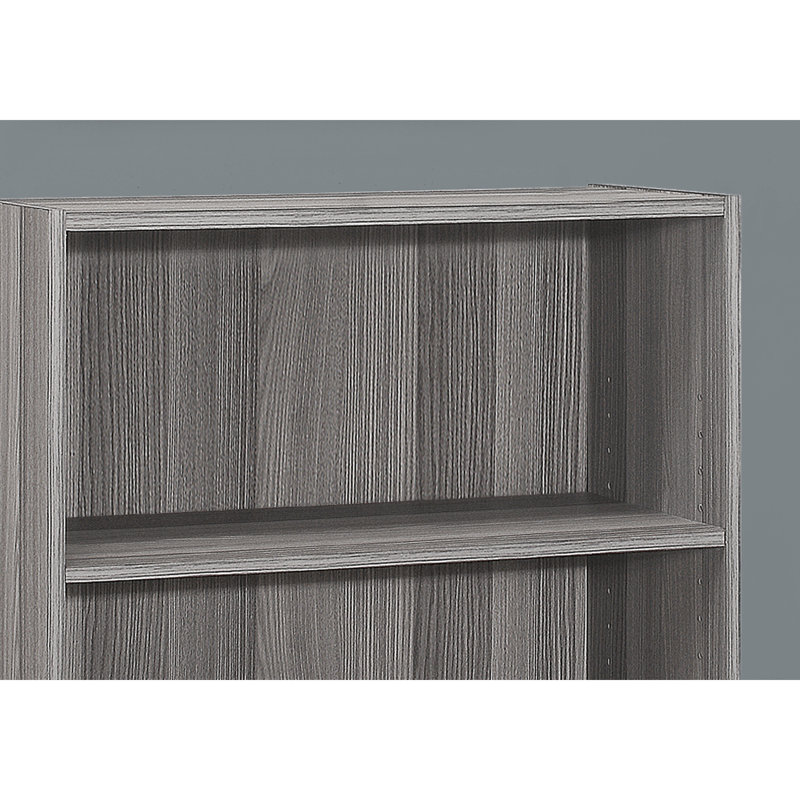 Grey Laminate, 4 Tier, Bookshelf, Bookcase, 36"H, Transitional, Office, Bedroom, Space Saving, 2 Adjustable Shelves, 1 Fixed Shelf, Assembly Needed 36"H Tier Bookcase Bookshelf Laminate Transitional