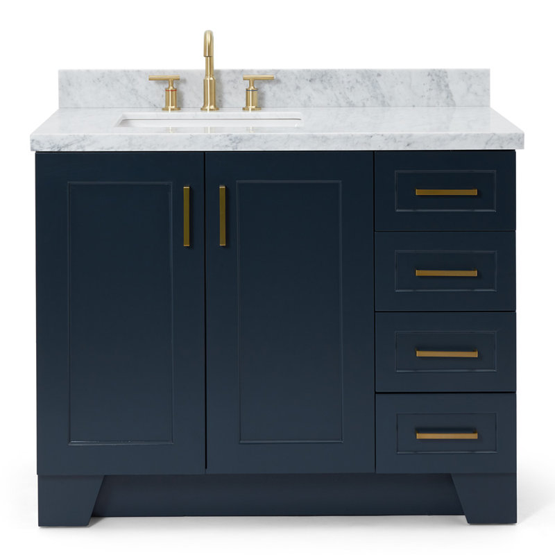 ARIEL TAYLOR 43 IN RIGHT OFFSET RECTANGLE SINK VANITY, Midnight Blue, Rectangle, Left