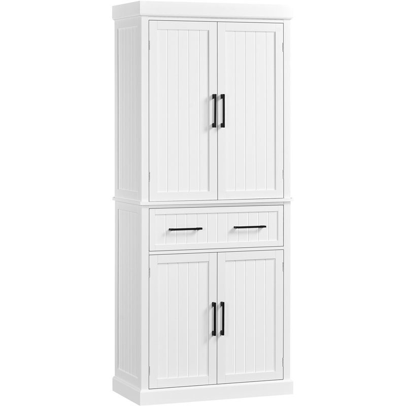 Annalynne 72.5? H Kitchen Pantry Cabinet with Doors, a Drawer and Adjustable Shelves, White