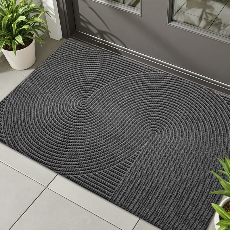 Non-Slip Low Profile Door Mat, 17" W x 30" L, Dark Gray