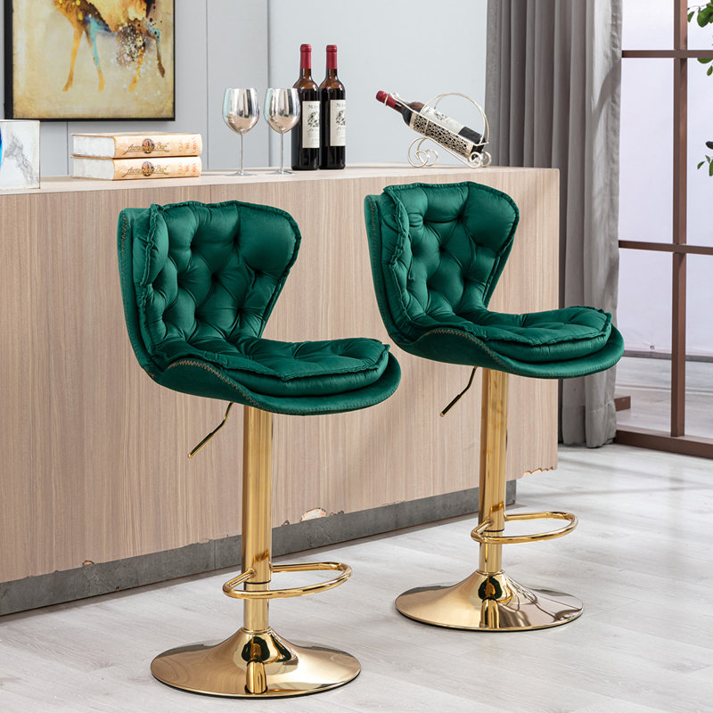 Tabourets de bar rembourrés (ensemble de 2), Vert