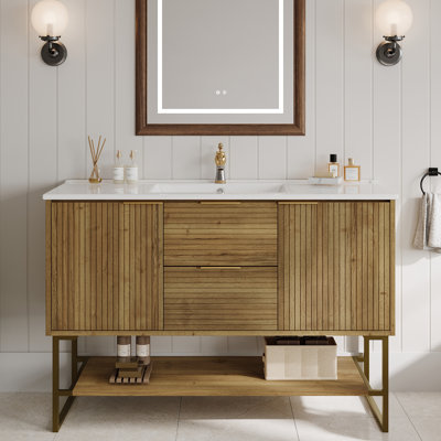 48'' Freestanding Bathroom Vanity with Sink, Bathroom Storage Cabinet with Cabinets and Drawers