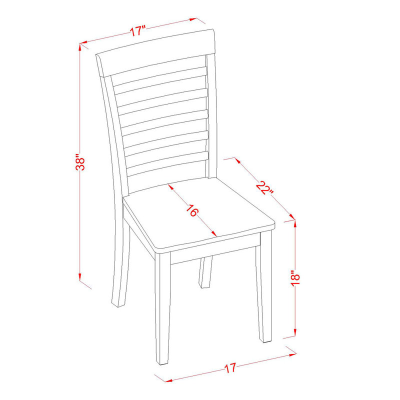 Milan Kitchen Dining Chairs - Ladder Back Solid Wood Seat Chairs, Set of 2, Saddle Brown, Saddle Brown