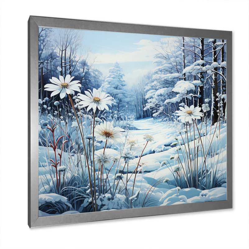 Glacier bleu glacier - impression, H 16 po x l 16 po x P 1 po, Cadre simple argenté