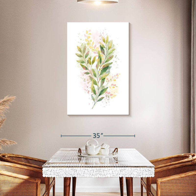 Green Leaf Branch Splatter, 45" H x 30" W