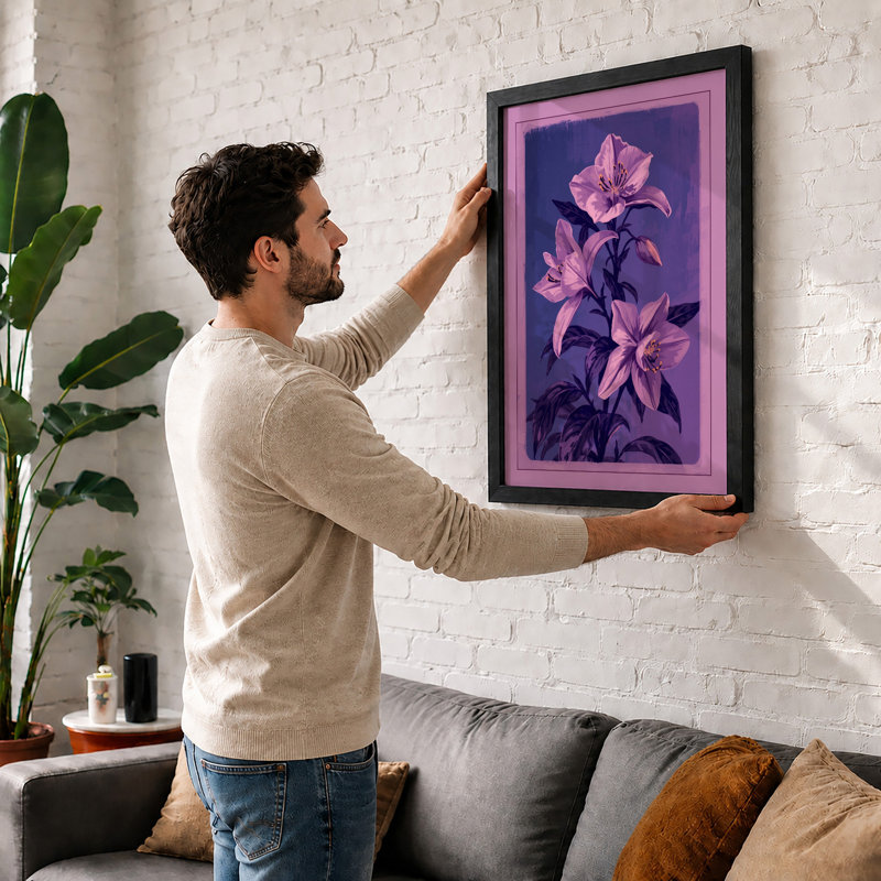 Stem Of Three Blooms Botanical - Print, A4 - 29.7 x 21.0 cm, White