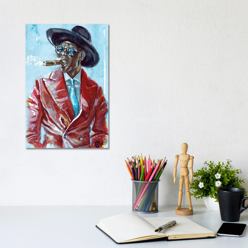 A Man And His Cigar by Sunflowerman - Wrapped Canvas Painting, 20.32 cm H x 30.48 cm W