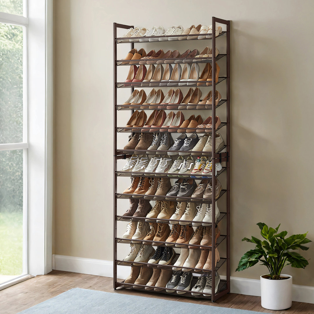 Abbi 48-60 Pair Stackable Shoe Rack,  with Adjustable Flat or Angled Shelves Rebrilliant Finish: Bronze