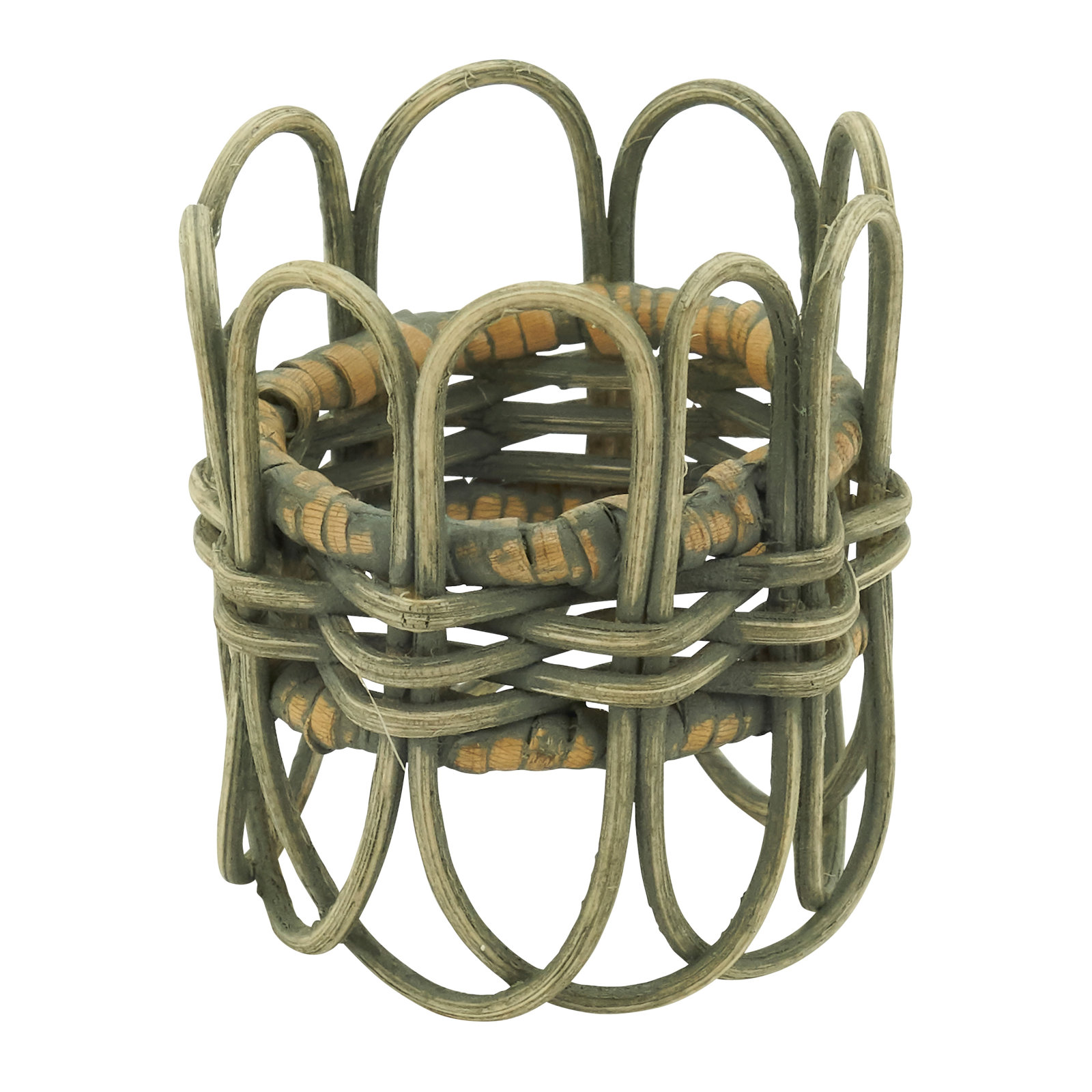 Hughie Rattan Napkin Rings with Twisted Design, Gray