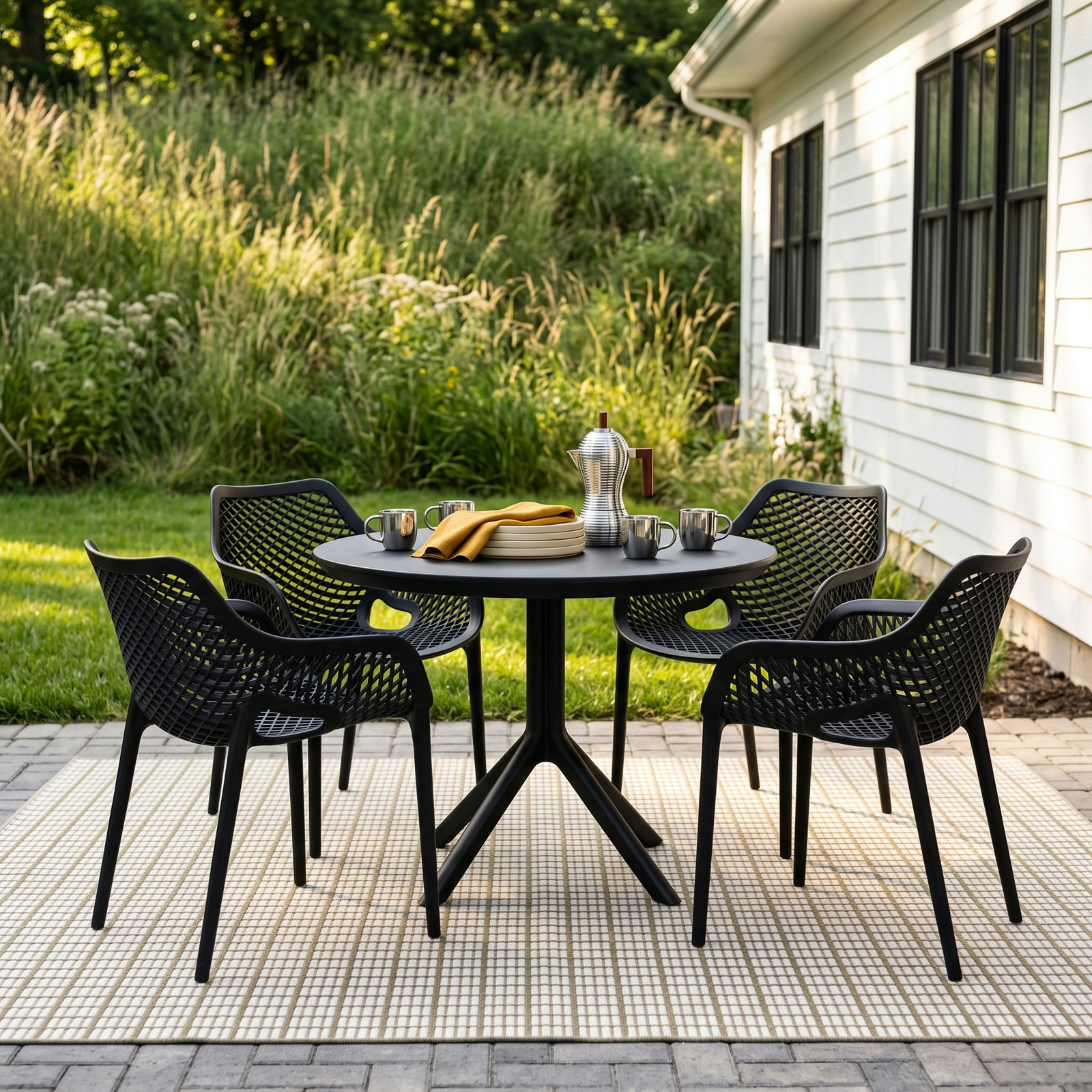 Farrah 41" Patio Dining Set, Black