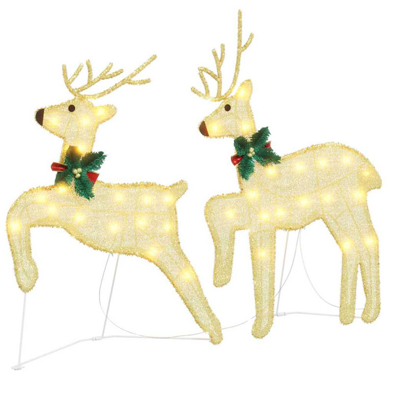 vidaXL LED Reindeers Fabric, Warm White