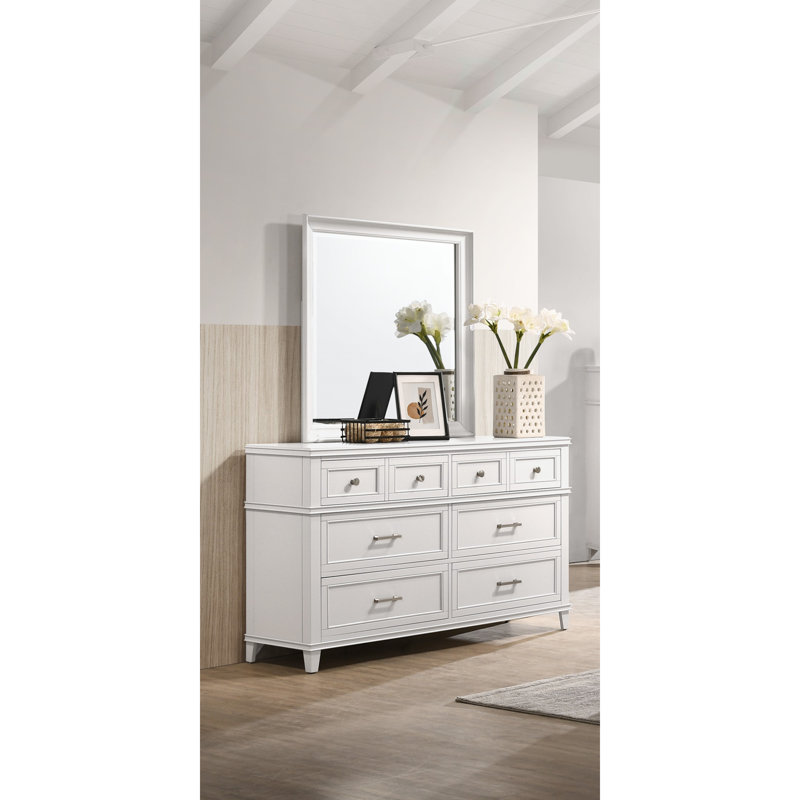 White Square Mirror Transitional Design