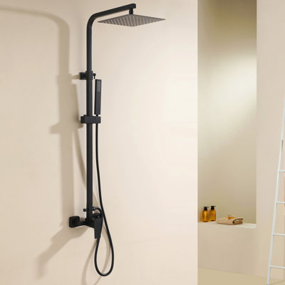 Wall Mounted Solid Brass Triple Function Outdoor Shower With Handheld Shower With Footwash Spout
