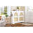 Mid-Century Narrow Design Tipping Bucket Shoe Cabinet With 4 Flip Drawers, Elegant Entryway Shoe Organizer With 4 Rattan Doors, Freestanding Shoe Rack With 2 Silvery Hooks For Hallway, White, 42.1"W-1717181597