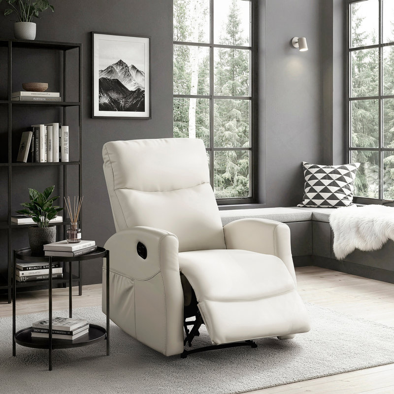 Fauteuil inclinable contemporain beige avec poches latérales en similicuir 1pc